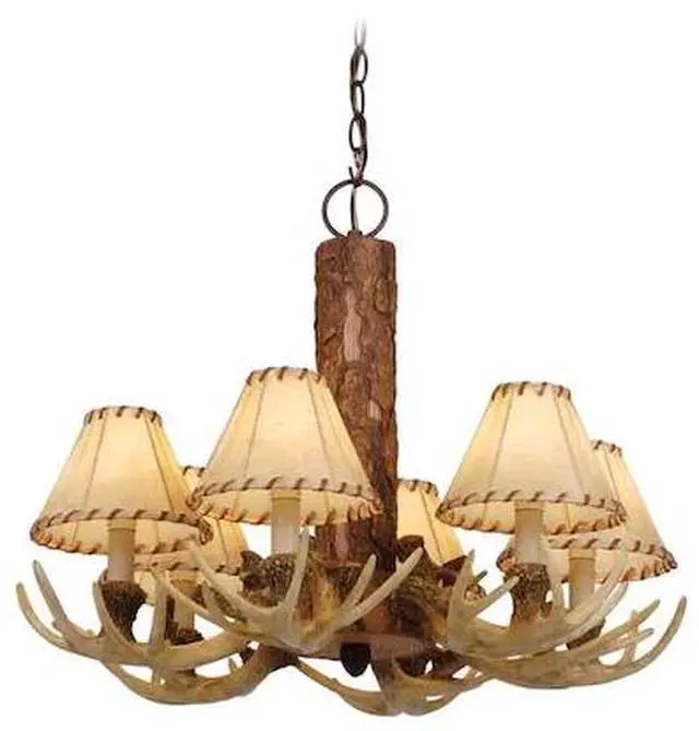 Alt view image 2 of 8 - Vaxcel CH33006NS Lodge 6 Light Chandelier, 22" x 22" x 18", Noachian Stone Finish