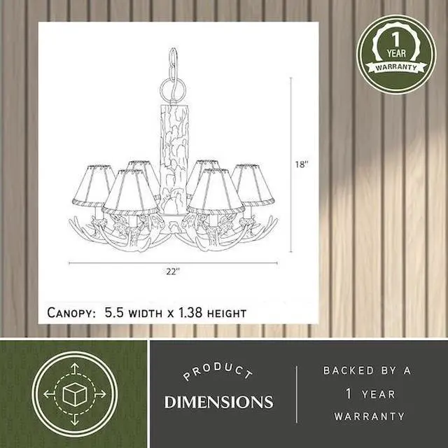 Alt view image 5 of 8 - Vaxcel CH33006NS Lodge 6 Light Chandelier, 22" x 22" x 18", Noachian Stone Finish