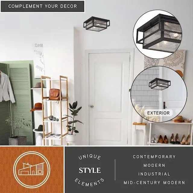 Alt view image 7 of 7 - VAXCEL T0470 Hyde Park 12-in. Outdoor Flush Mount