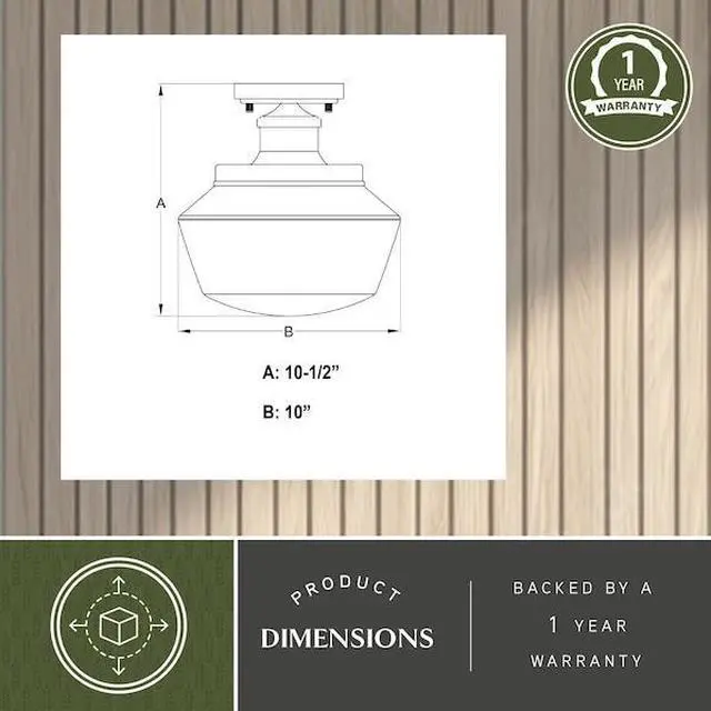 Alt view image 8 of 8 - collins Black Farmhouse Outdoor Flush Mount ceiling Light clear Schoolhouse glass
