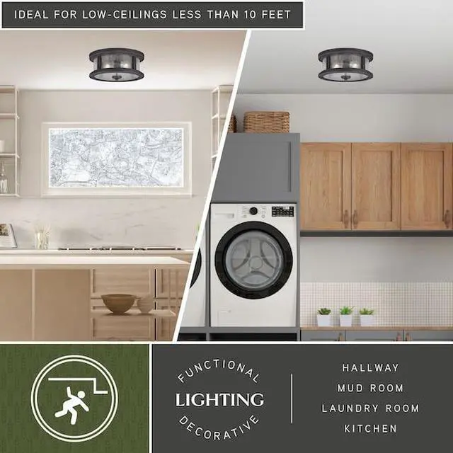 Alt view image 4 of 7 - VAXCEL T0290 Cumberland Bronze Rustic Round Outdoor Flush Mount Ceiling Light