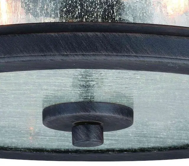 Alt view image 5 of 7 - VAXCEL T0290 Cumberland Bronze Rustic Round Outdoor Flush Mount Ceiling Light