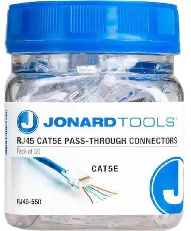 Main image of JONARD TOOLS RJ45-550 RJ45 CAT5/5E Pass-Through Connecto,PK 50