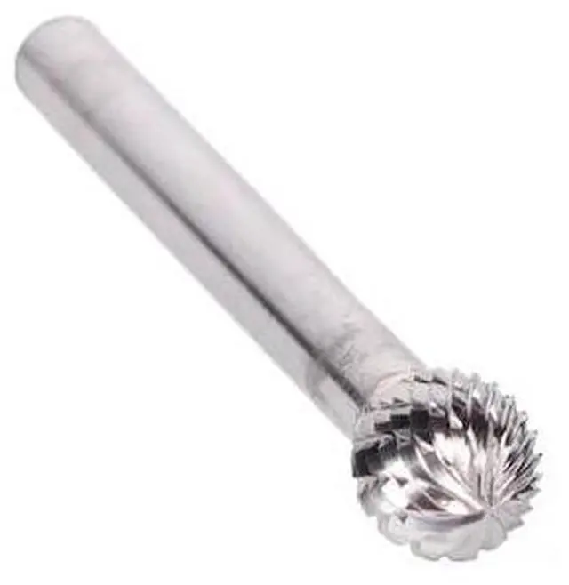 Alt view image 2 of 10 - Drill America DUL Series Solid Carbide Bur, Double Cut, SD2 Ball End, 1/4" Shank, 5/16" Head Diameter, 1/4" Cutting Length (Pack of 1)