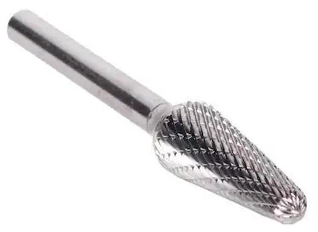 Alt view image 2 of 9 - Drill America DUL Series Solid Carbide Bur, Double Cut, SL4 Cone, 1/4" Shank, 1/2" Head Diameter, 1-1/8" Cutting Length (Pack of 1)