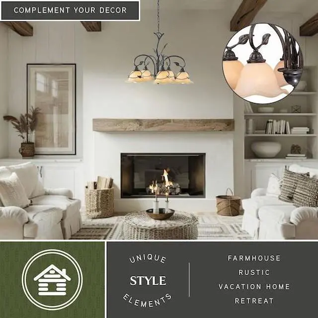 Alt view image 6 of 8 - vaxcel ch38805ol vine 5 light chandelier, oil shale finish