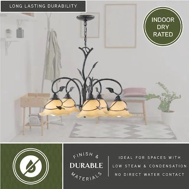 Alt view image 8 of 8 - vaxcel ch38805ol vine 5 light chandelier, oil shale finish
