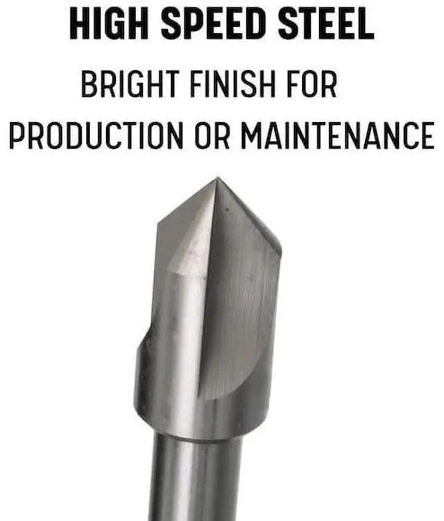 Alt view image 3 of 6 - Drill America DEWCSK Series High-Speed Steel Center Reamer Countersink, 3 Flute, 1/2" Shank Diameter, 1" Size, 90 Degrees Angle (Pack of 1)