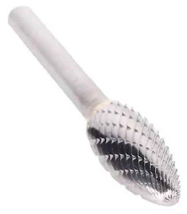 Alt view image 2 of 10 - Drill America DUL Series Solid Carbide Bur, Double Cut, SG1 Tree - Pointed End, 1/4" Shank, 1/4" Head Diameter, 5/8" Cutting Length (Pack of 1)
