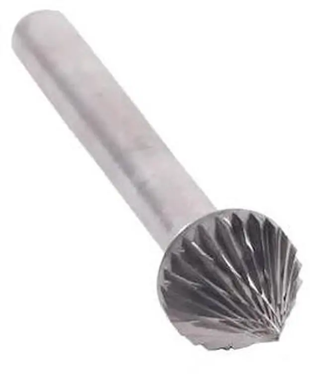 Alt view image 2 of 9 - Drill America DUL Series Solid Carbide Bur, Double Cut, SJ1 60 Degrees Angle, 1/4" Shank, 1/4" Head Diameter, 3/16" Cutting Length (Pack of 1)