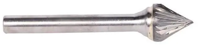 Alt view image 3 of 9 - Drill America DUL Series Solid Carbide Bur, Double Cut, SJ1 60 Degrees Angle, 1/4" Shank, 1/4" Head Diameter, 3/16" Cutting Length (Pack of 1)