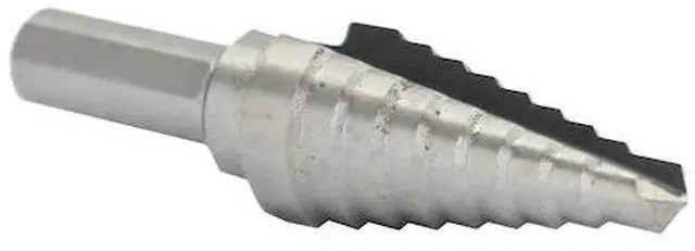 Alt view image 3 of 9 - Drill Bit America VAC Series High-Speed Steel Step Drill Bit, Polished Finish, Round Shank, Spiral Flute, 118 Degrees Conventional Point, #13 Size, 1/8"-1/2" Hole Size (Pack of 1)