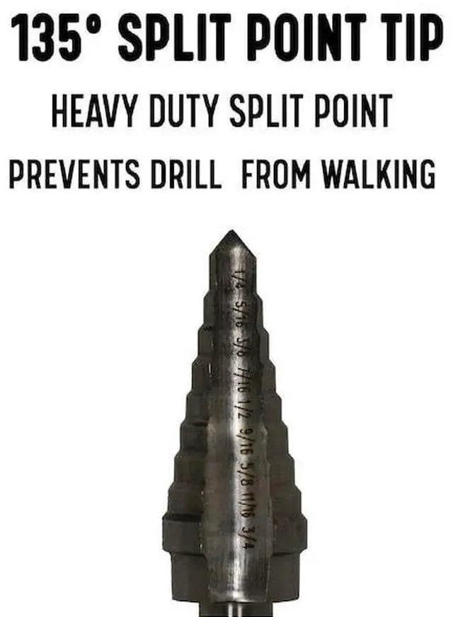 Alt view image 7 of 8 - Drill America 1/8 to 1/2 by 1/32 Increments Unibit, HSS Step Drill Bit, VAC1