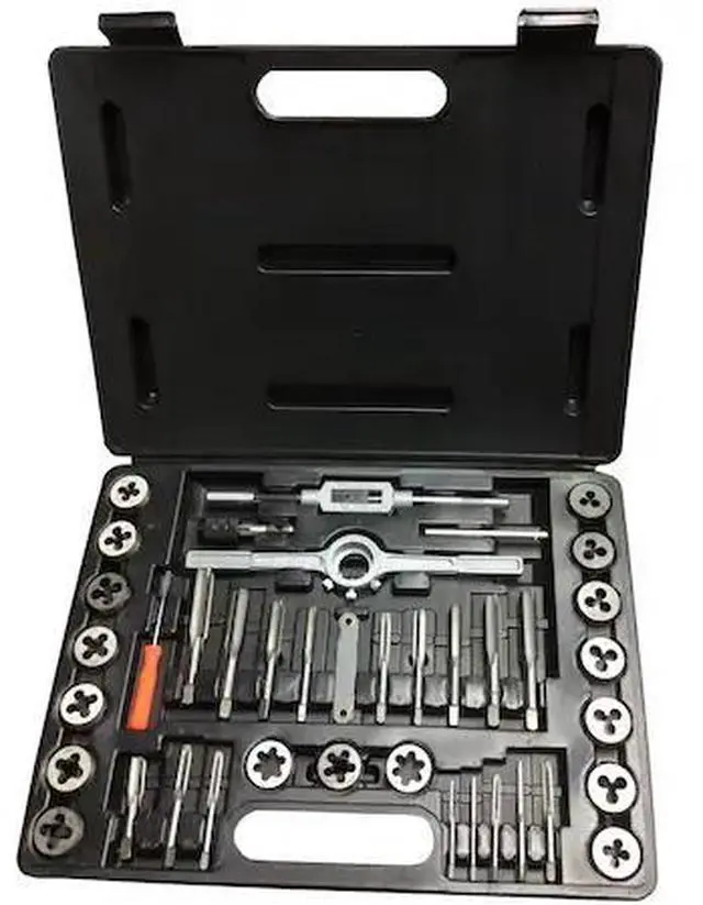 Alt view image 2 of 6 - Drill America DWT40PC-MM-ROUND 3-12mm Carbon Steel Tap and Die Set with Round Die