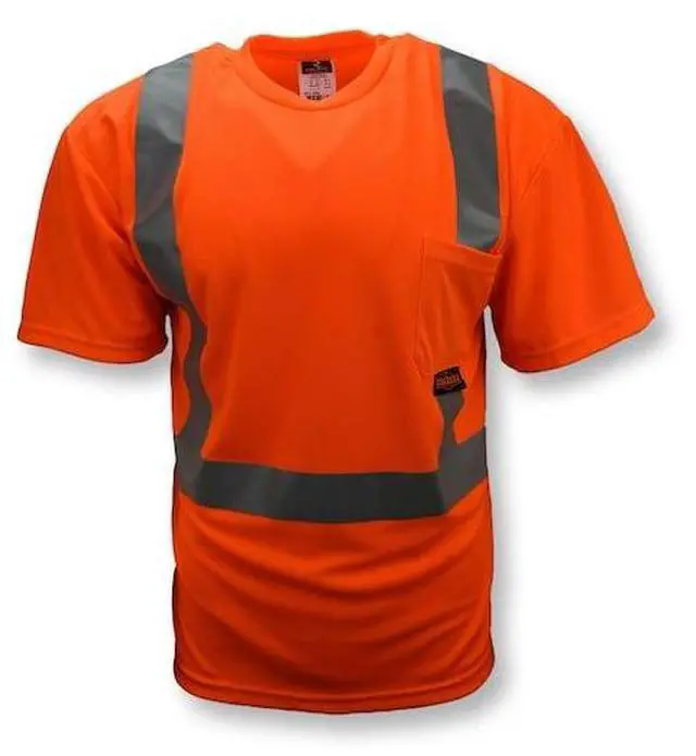 Alt view image 5 of 9 - Large Hi-Viz Orange Safety Short Sleeve T-Shirt With Max-Dri