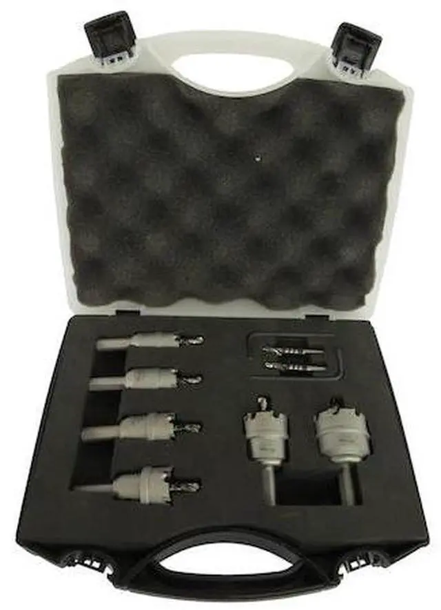 Alt view image 3 of 10 - Drill America DMS04-8206 6 Piece Carbide Tipped Hole Cutter Set, 3/16" Depth of Cut Carbide Tipped, Uncoated (Bright), Coating Right Hand Cut Cutting Angle