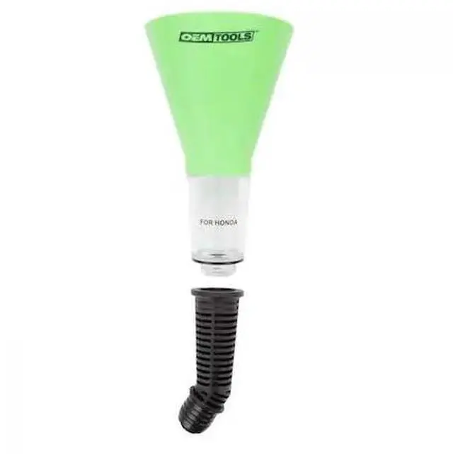 Alt view image 2 of 8 - OEMTOOLS 87022 No-Spill Oil Funnel (Honda, Acura and Nissan) | No-Spill Design  Funnel Screws Directly into Filler Neck | Time Saving Oil Change Tool | High Visibility Green Color