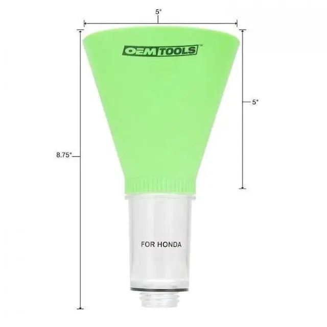 Alt view image 3 of 8 - OEMTOOLS 87022 No-Spill Oil Funnel (Honda, Acura and Nissan) | No-Spill Design  Funnel Screws Directly into Filler Neck | Time Saving Oil Change Tool | High Visibility Green Color