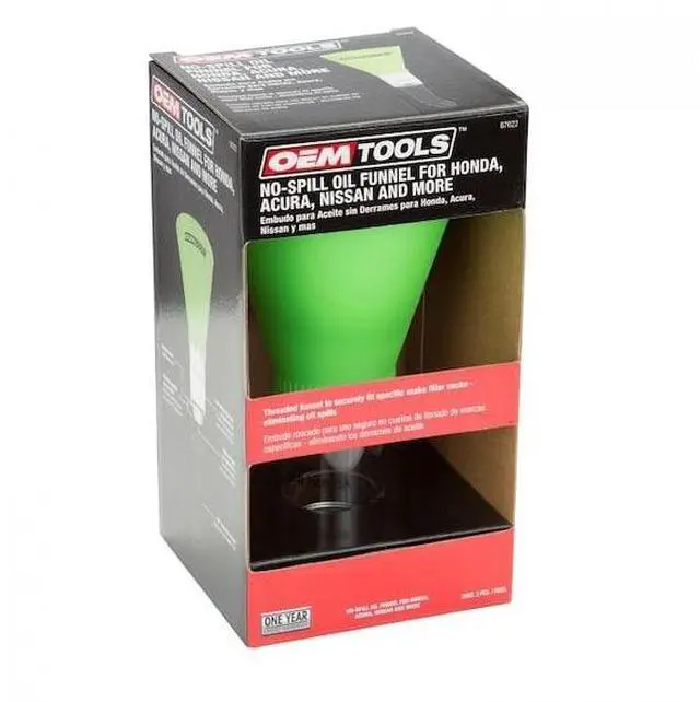 Alt view image 7 of 8 - OEMTOOLS 87022 No-Spill Oil Funnel (Honda, Acura and Nissan) | No-Spill Design  Funnel Screws Directly into Filler Neck | Time Saving Oil Change Tool | High Visibility Green Color