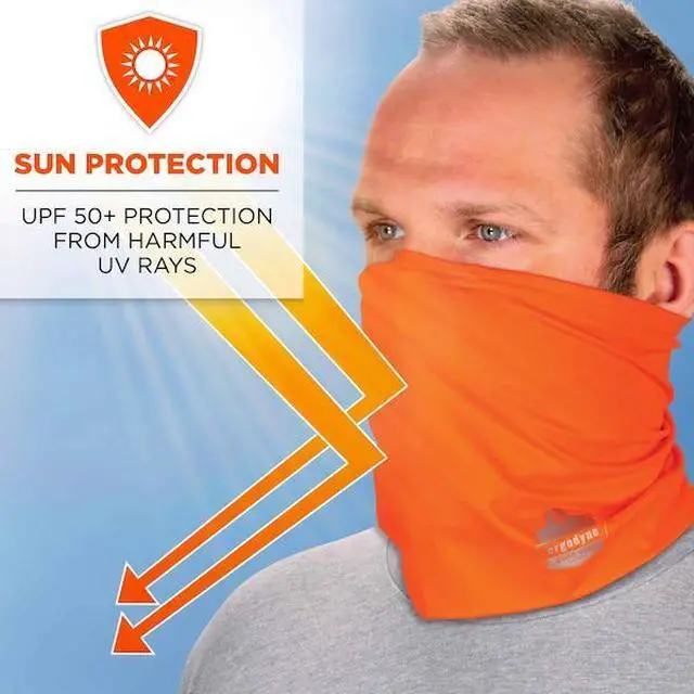 Alt view image 6 of 8 - Ergodyne Chill-Its Cooling High Visibility Sweatband Orange Large/Extra-Large (42147)