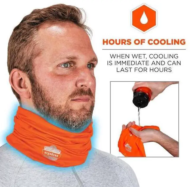 Alt view image 4 of 8 - Ergodyne Chill-Its Cooling High Visibility Sweatband Orange Large/Extra-Large (42147)