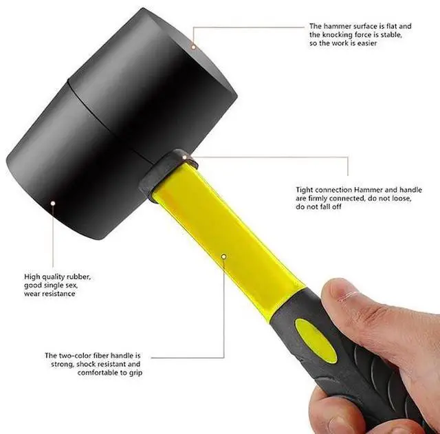 Alt view image 2 of 5 - BIG HORN 19299 24 oz Rubber Mallet with Fiberglass Handle