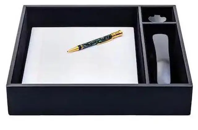 Main image of DACASSO AG-1040 Classic Black Leather Conference Room Organizer Tray
