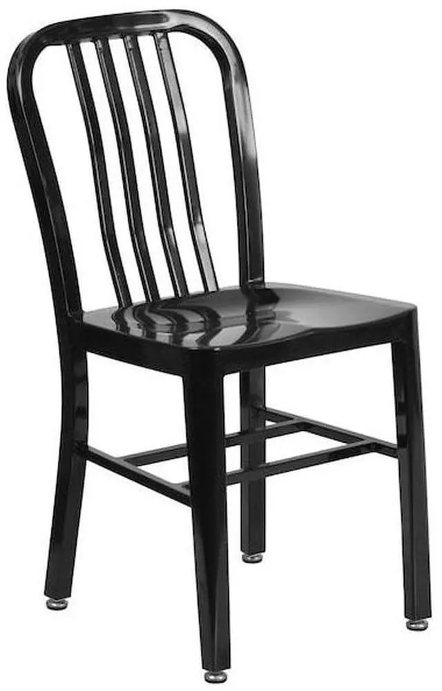 Alt view image 4 of 20 - Commercial Grade Black Metal Indoor-Outdoor Chair