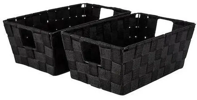 Main image of SIMPLIFY 25014-BLK-2PK Small Woven Storage Shelf Basket in Black, 2PK
