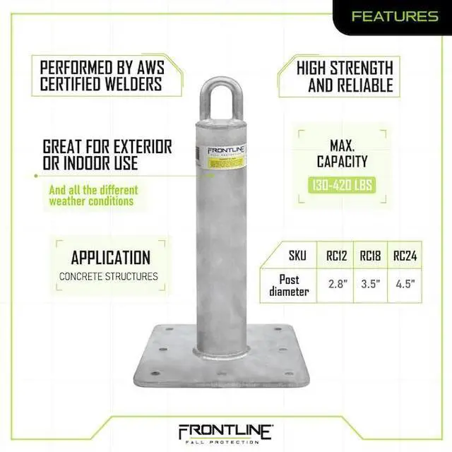 Alt view image 6 of 7 - FRONTLINE RC12 Concrete 12" Roof Anchor