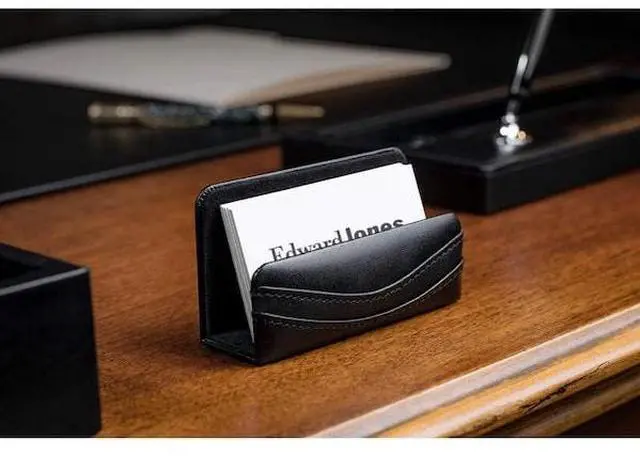 Alt view image 2 of 7 - DACASSO AG-1007 Classic Black Leather Business Card Holder