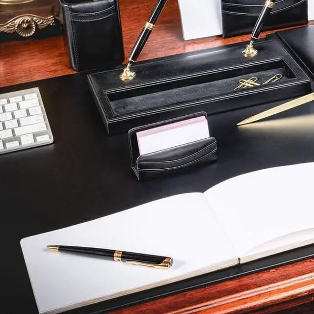 Alt view image 5 of 7 - DACASSO AG-1007 Classic Black Leather Business Card Holder