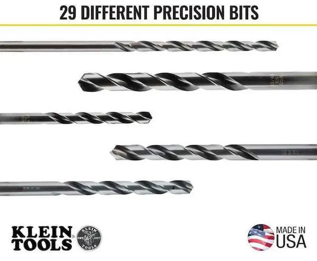 Alt view image 4 of 9 - Klein Tools - 53000 - Klein 53000 Standard Jobber Length Regular Point Drill Set, Imperial, 1/16 in Min Drill Bit, 1/2