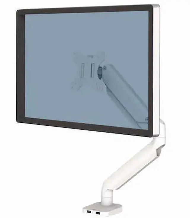 Main image of Platinum Series Single Monitor Arm For 27" Monitors 360 deg Rotation 45 deg Tilt 180 deg Pan White Supports 20 lb 8056201
