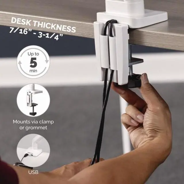 Alt view image 18 of 20 - Platinum Series Single Monitor Arm For 27" Monitors 360 deg Rotation 45 deg Tilt 180 deg Pan White Supports 20 lb 8056201