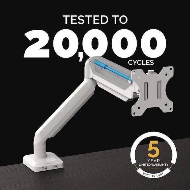 Alt view image 20 of 20 - Platinum Series Single Monitor Arm For 27" Monitors 360 deg Rotation 45 deg Tilt 180 deg Pan White Supports 20 lb 8056201