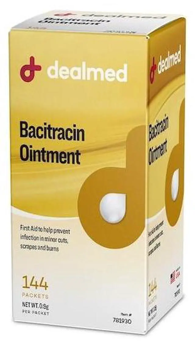 Alt view image 2 of 3 - DEALMED 781930 Bacitracin Ointment 0.9 Gm Foil, 144/Bx, 144PK