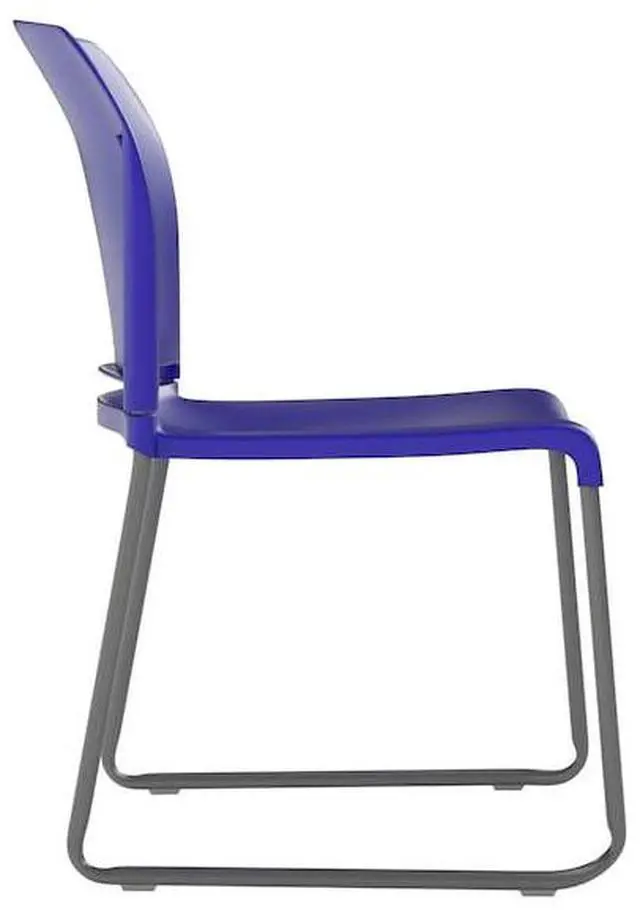 Alt view image 19 of 20 - HERCULES Series 880 lb. Capacity Blue Full Back Contoured Stack Chair with Gray Powder Coated Sled Base