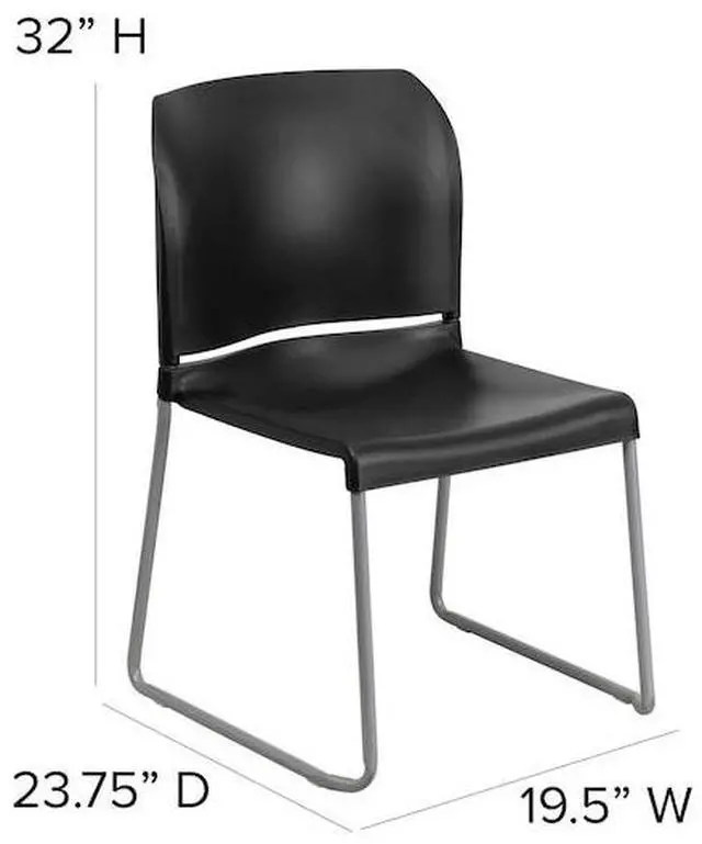 Alt view image 10 of 18 - Flash Furniture 5 Pack HERCULES Series 880 lb. Capacity Black Full Back Contoured Stack Chair with Gray Powder Coated Sled Base