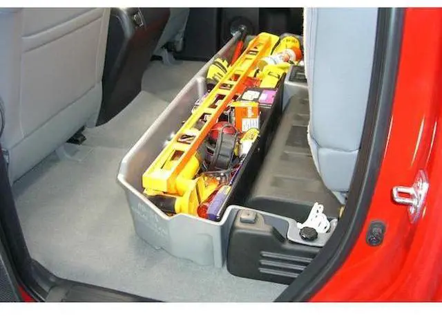 Alt view image 3 of 8 - DU-HA Under Seat Storage Fits 07-17 Toyota Tundra Double Cab with Subwoofer, Black, Part #60061