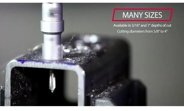 Alt view image 5 of 10 - Drill America DMS04-8206 6 Piece Carbide Tipped Hole Cutter Set, 3/16" Depth of Cut Carbide Tipped, Uncoated (Bright), Coating Right Hand Cut Cutting Angle