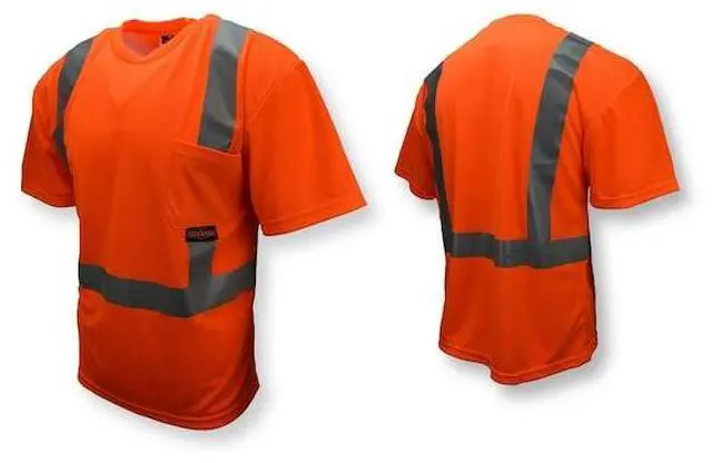 Alt view image 4 of 9 - Large Hi-Viz Orange Safety Short Sleeve T-Shirt With Max-Dri