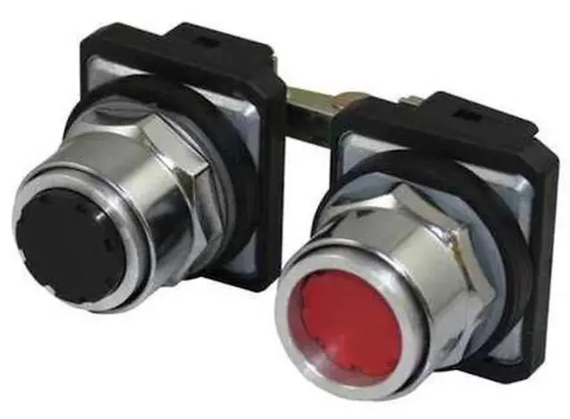 Main image of DAYTON 30G347 Pendant Push Button, 30 mm, Black/Red