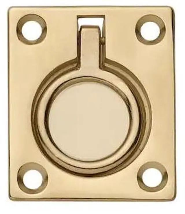 Alt view image 2 of 2 - Whitecap Flush Pull Ring - Polished Brass - 2" x 2-1/2"