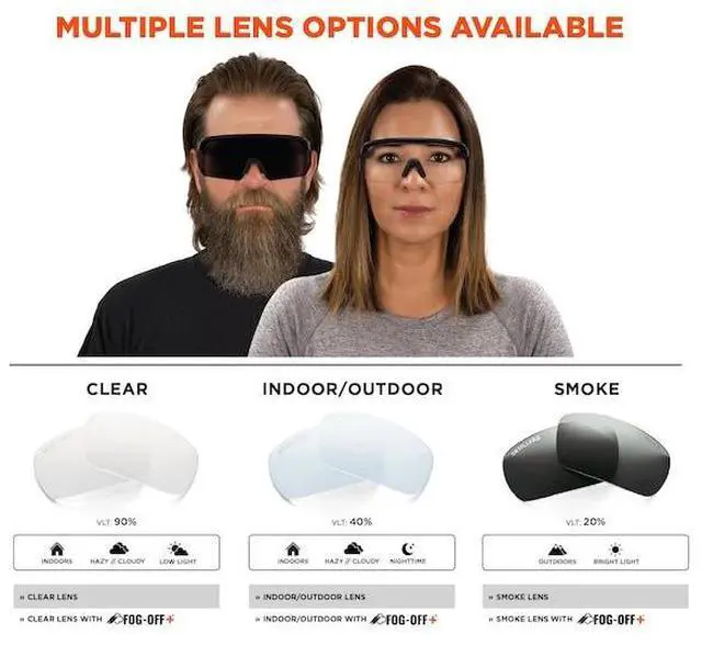 Alt view image 7 of 8 - ERGODYNE AEGIR-AFAS Safety Glasses, Smoke Anti-Fog &  Anti-Scratch Lens, Matte
