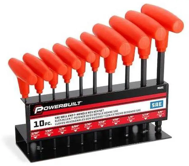 Alt view image 8 of 8 - Powerbuilt 10 Piece SAE T-Handle Hex Key Set, size from 2mm to 10mm, 940201