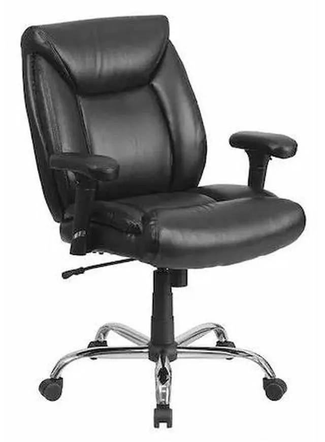 Alt view image 16 of 20 - HERCULES Series Big & Tall 400 lb. Rated Black LeatherSoft Deep Tufted Ergonomic Task Office Chair with Adjustable Arms
