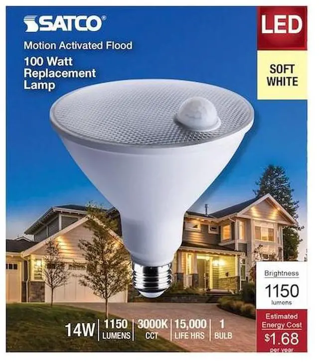 Alt view image 5 of 7 - SATCO S11443 14 Watt PAR38 LED, White, 3000K, 1100 Lumens, 120 Volt, PIR