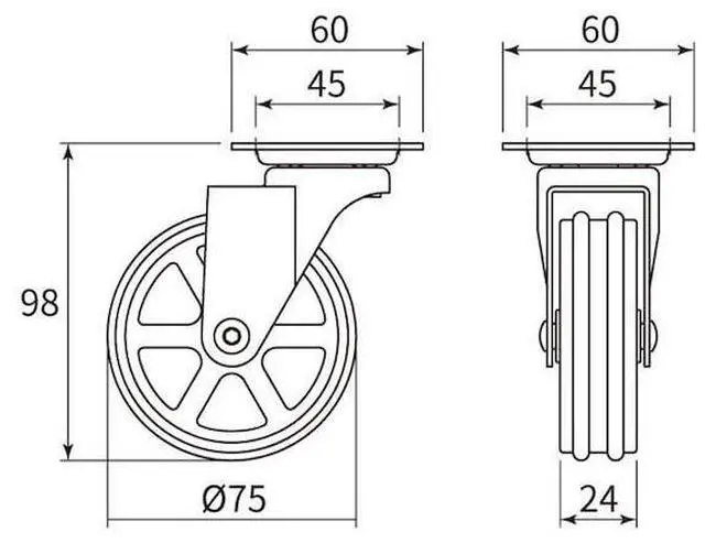 Alt view image 4 of 4 - RICHELIEU 8750201AB90 Aluminum Single Wheel Vintage Caster, Swivel Without