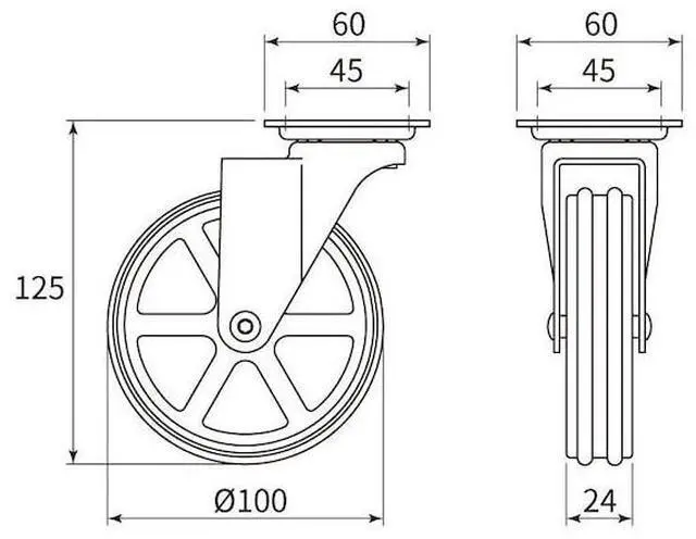 Alt view image 4 of 4 - RICHELIEU BP81000201AB90 Aluminum Single Wheel Vintage Caster, Swivel Without